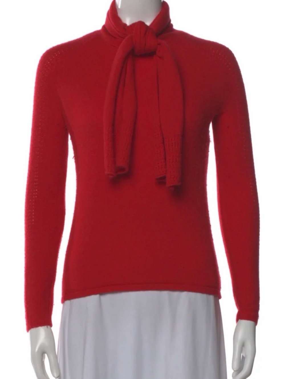 EUC Zac Posen Cashmere Red Tie-Neck Knit Sweater
